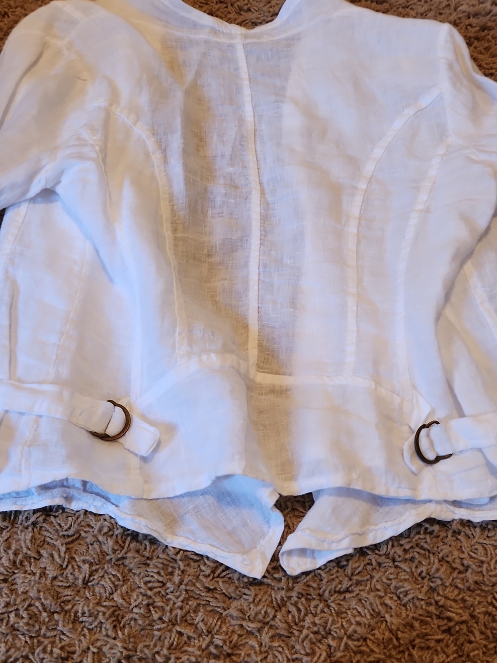 Lightweight White Linen Open-Front Women's Jacket - Picture 9 of 9